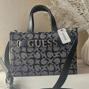 GUESS Monogram Black and Gray Crossbody Bag